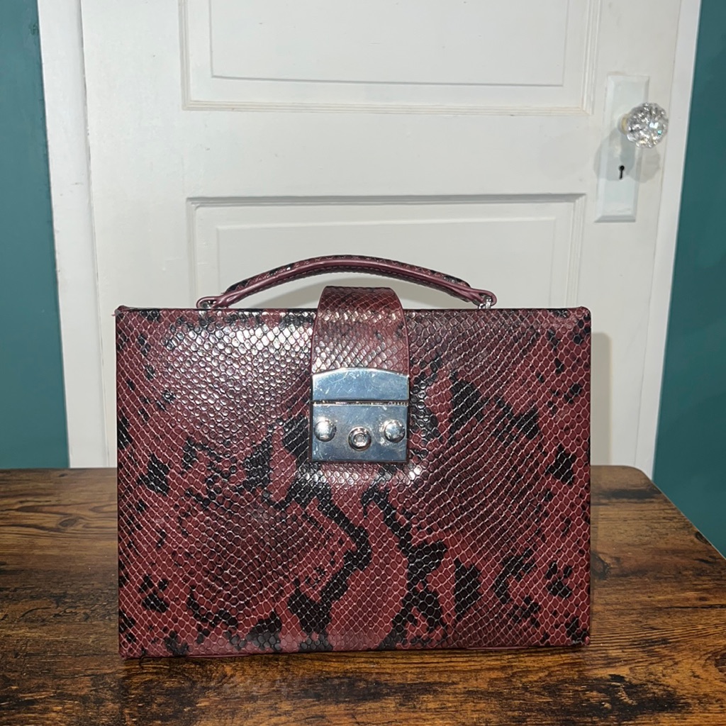 Zara Basic Python Train-Case Purse